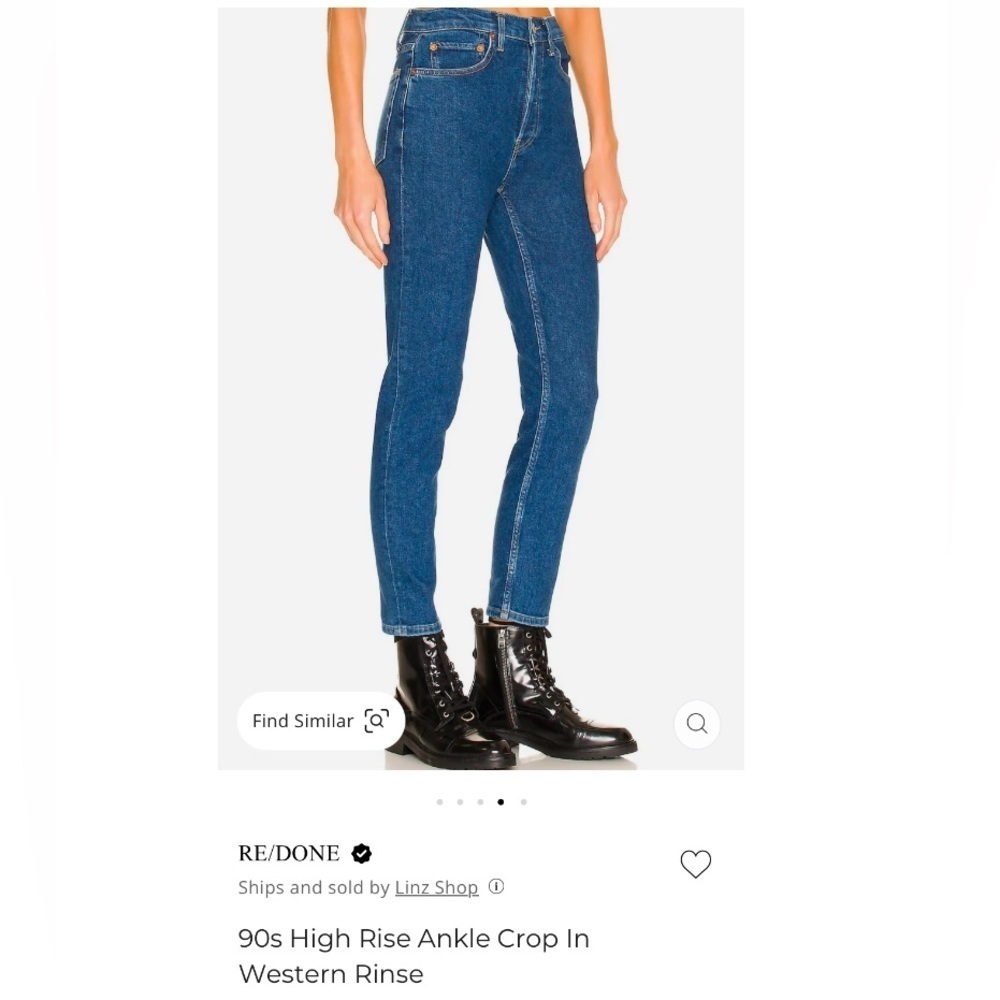 New Re/Done 90s Ankle Straight Jeans Classic Originals Size 25 Dark Blue - Picture 2 of 7